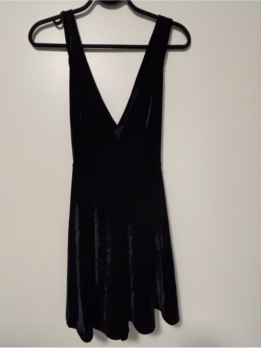 For Love & Lemons Black Velvet Deep V Mini Dress